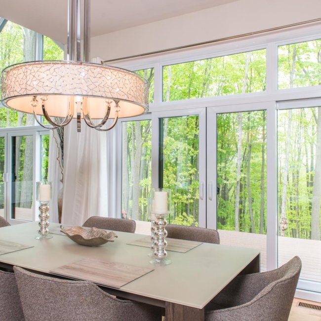 12-foot, four-panel patio door with transom
